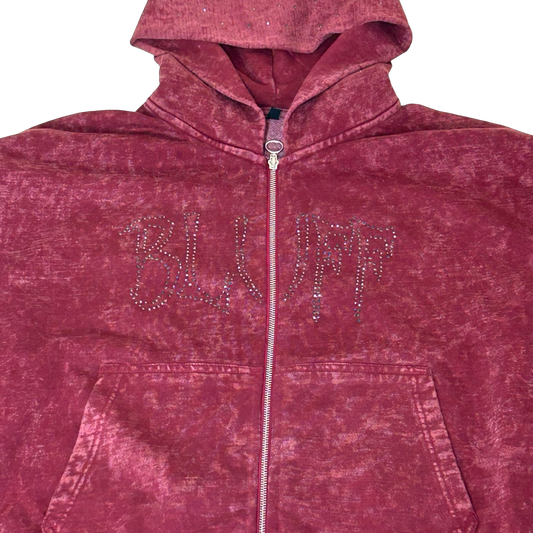 Acid Wash Cropped Zip Hoodie