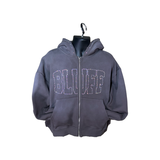 Shadow Rhinestone Zip-Up Hoodie