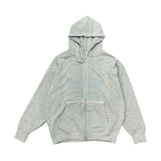 Rhinestone Bunny Gym Zip Hoodie