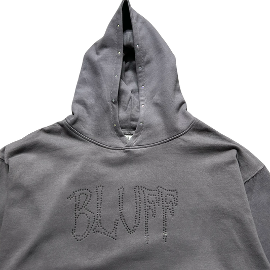 Grey Rhinestone Pullover Hoodie