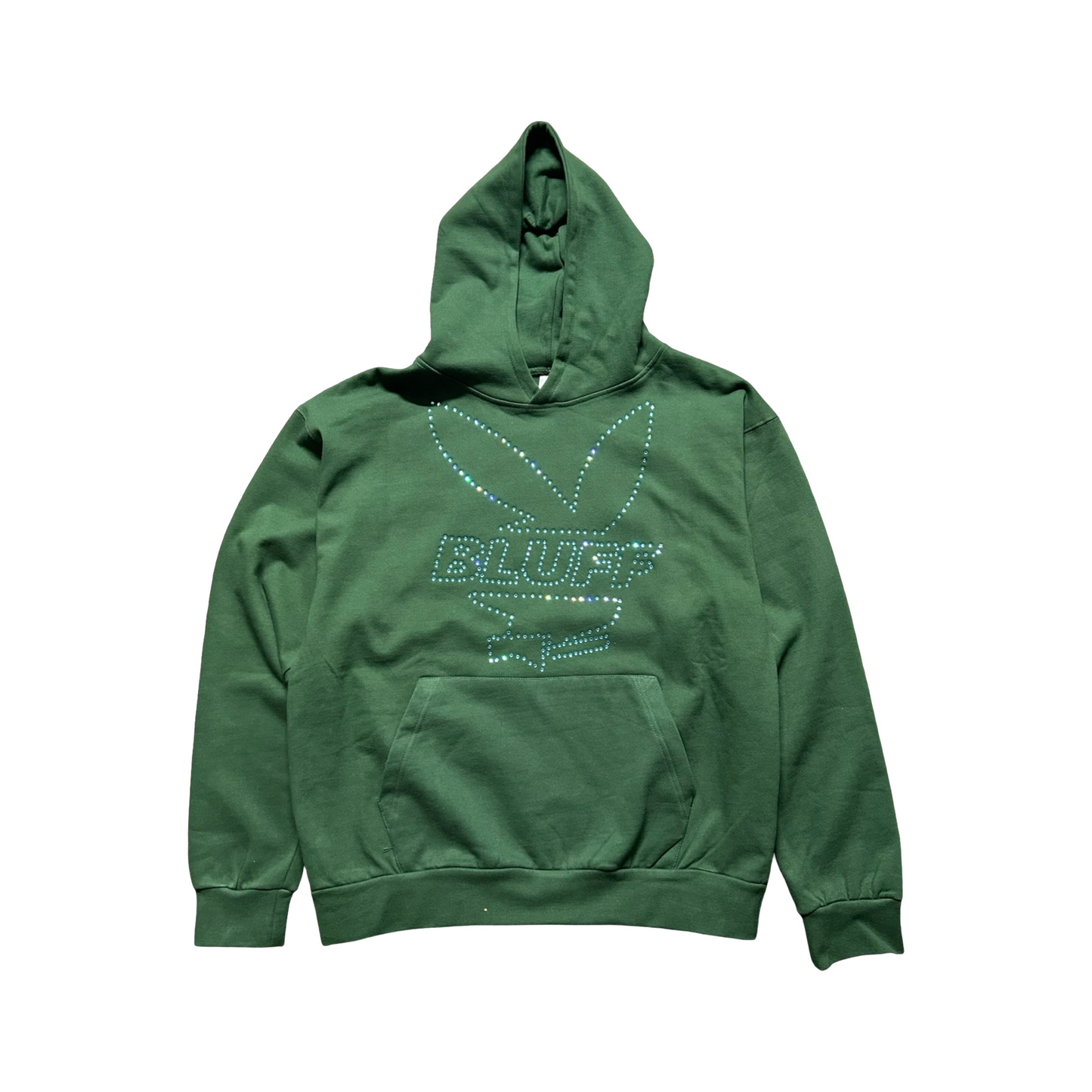 Grinch Green Blue Rhinestone Bunny Pullover Hoodie