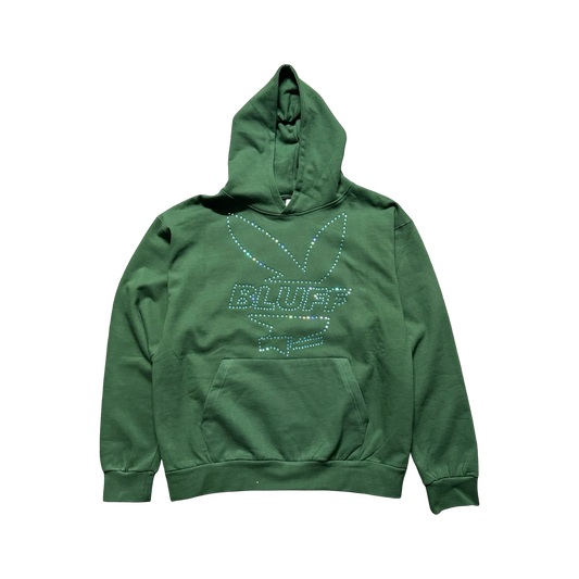 Grinch Green Blue Rhinestone Bunny Pullover Hoodie