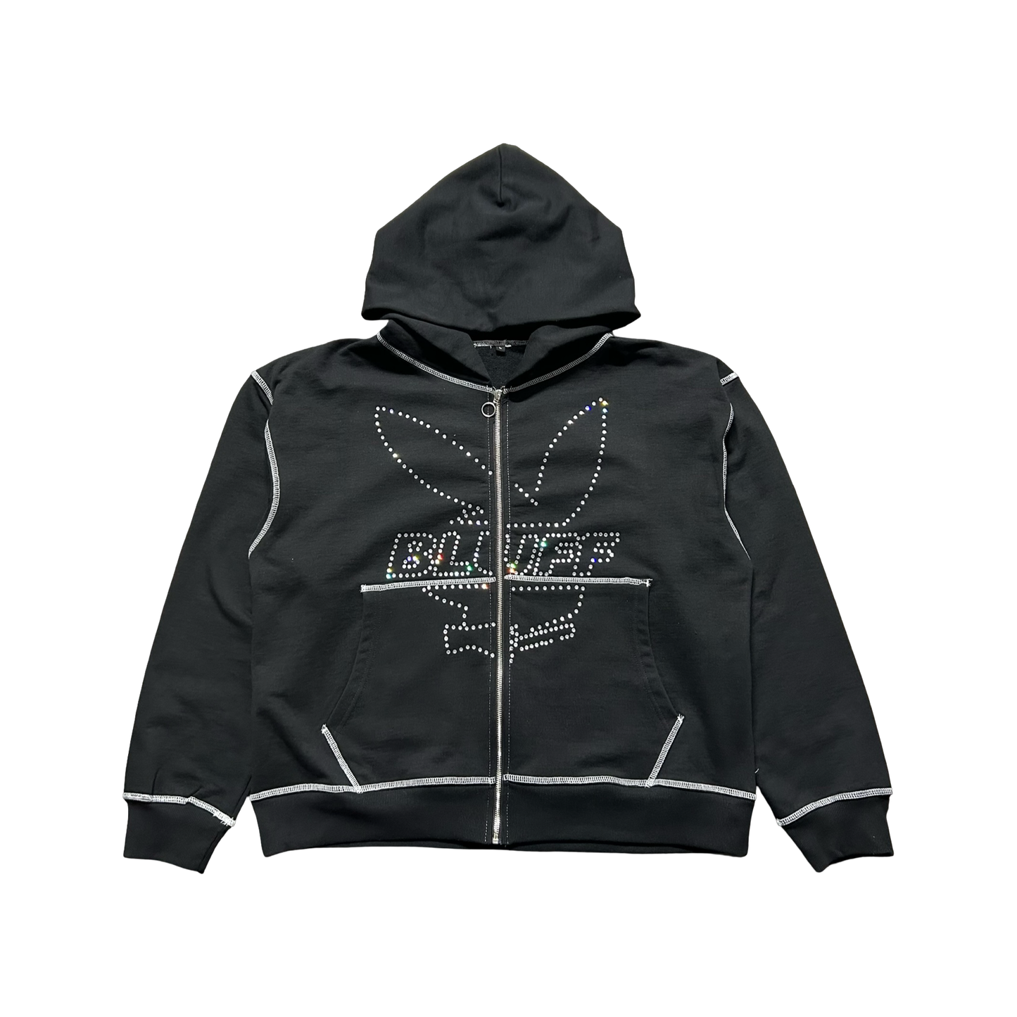 Rhinestone Bunny Zip Up Hoodies (Stitched)