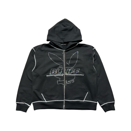 Rhinestone Bunny Zip Up Hoodies (Stitched)